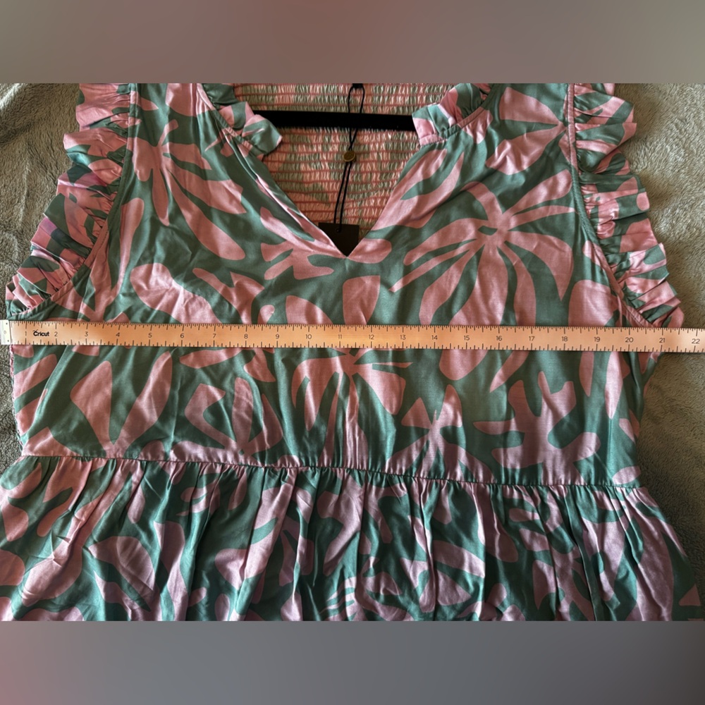 Pink and Green Ruffle Dress - Picture 6 of 8